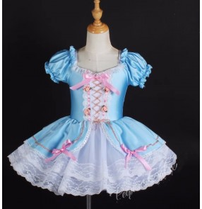 Blue girls ballet dance dresses for kids toddlers princess tutu skirts ballerina ballet dance costumes party jazz dance dress for kids